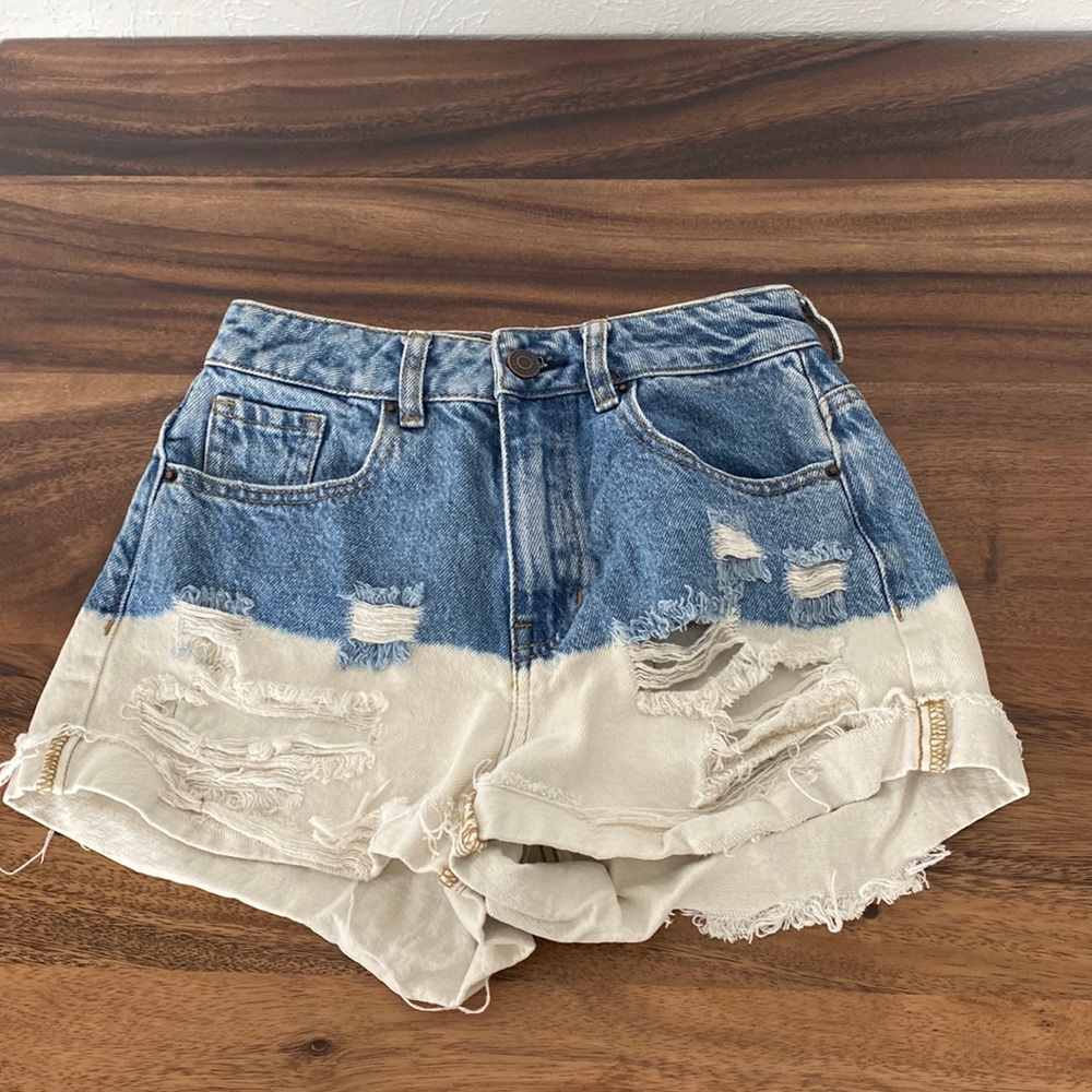 PacSun Blue and White Mom Jean Short